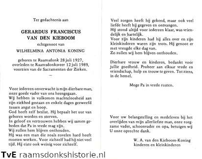 Gerardus Franciscus van den Kieboom- Wilhelmina Antonia Koning